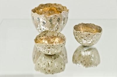 Trio of Midas pinch pots by Joy Trpkovic B.A., F.S.D-C, Ceramics, iron spot stoneware